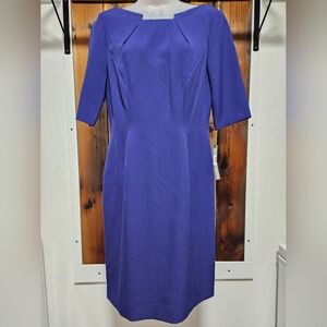 NWT Tahari Purple Sheath Dress with Short Sleeves and Crew Neck for Work